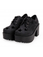 Black Gothic Star Platform Shoes for Women