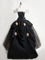 Romantic Flower Vintage Gothic Victorian Cap Sleeves Corset Prom Party Long Dress