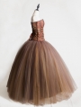 Brown Vintage Gothic Steampunk Corset Long Prom Party Dress