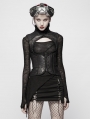 Black Gothic Steampunk Vintage Floral Vest for Women