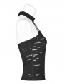 Black Gothic Punk Broken Hole Chain Tank Top for Women