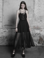 Black Gothic Strap Lace Chiffon Long Dress