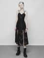 Black Gothic Lace Strap Heavy Industry Slit Long Dress