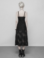 Black Gothic Lace Strap Heavy Industry Slit Long Dress