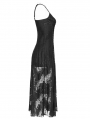 Black Gothic Lace Strap Heavy Industry Slit Long Dress