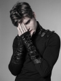 Black Gothic Punk Metal Gloves for Men