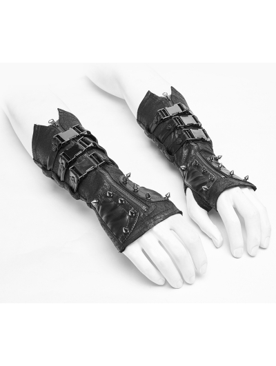 Black Gothic Punk Metal Gloves for Men