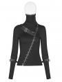 Black Gothic Punk Metal Long Sleeve T-Shirt for Women