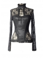 Black Sexy Lace Long Sleeves Gothic T-Shirt Tops for Women 