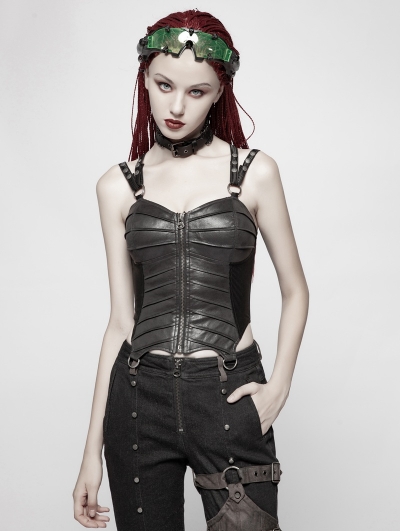 Black Gothic Punk Corset Tank Top for Women