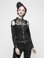 Black Sexy Gothic Punk Hollow Out Shirt for Women