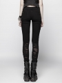 Black Gothic Punk Broken Hole Trousers for Women