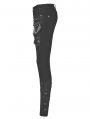 Black Gothic Punk Broken Hole Trousers for Women