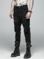 Black Gothic Punk Broken Hole Net Trousers for Men