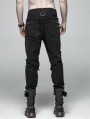 Black Gothic Punk Broken Hole Net Trousers for Men