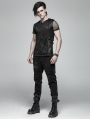 Black Gothic Punk Broken Hole Net Trousers for Men