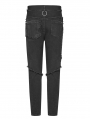 Black Gothic Punk Broken Hole Net Trousers for Men