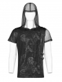 Black Gothic Punk Print Short Sleeve Hooded T-Shirt for Men