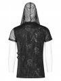 Black Gothic Punk Print Short Sleeve Hooded T-Shirt for Men