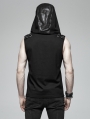 Black Gothic Punk Sleeveless Hooded Tank Top for Men