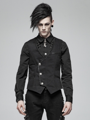 Black Gothic Simple Vest for Men
