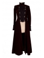 Wine Red Double Breasted Gothic Long Coat for Women