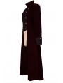 Wine Red Double Breasted Gothic Long Coat for Women