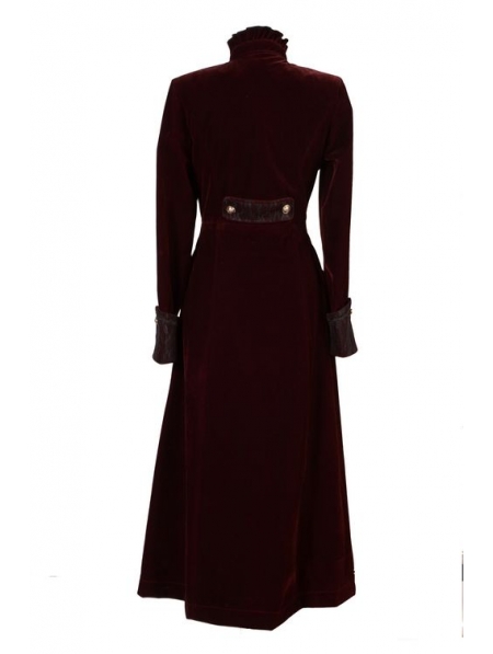 Wine Red Double Breasted Gothic Long Coat for Women - Devilnight.co.uk
