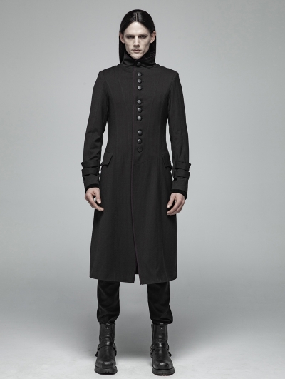 

Black Simple Gothic Long Jacket for Men 