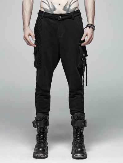 Black Gothic Punk Dark Knit Trousers for Women - Devilnight.co.uk