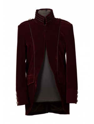 Wine Red Long Sleeves Mens Gothic Coat