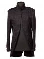 Black High Collar Printed Pattern Gothic Coat for Men