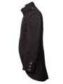 Black High Collar Printed Pattern Gothic Coat for Men