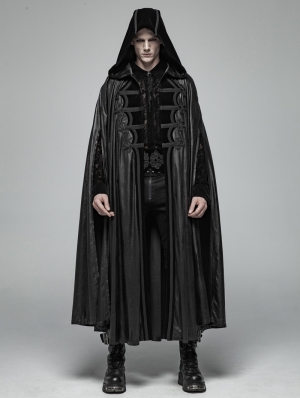 Black Gothic Retro Mystic Hooded Cloak for Men