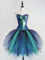 Fashion Gothic Sequin Corset Prom Party Irregular Short Dress