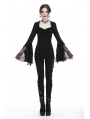 Black Gothic Lace Knitted Sexy T-Shirt for Women 