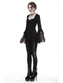 Black Gothic Lace Knitted Sexy T-Shirt for Women 