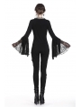 Black Gothic Lace Knitted Sexy T-Shirt for Women 