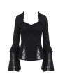Black Gothic Lace Knitted Sexy T-Shirt for Women 