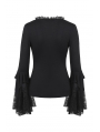 Black Gothic Lace Knitted Sexy T-Shirt for Women 