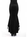 Black Gothic Velvet Long Fishtail skirt
