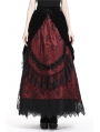 Romantic Gothic Black Red Velvet Lace Long Skirt
