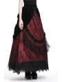 Romantic Gothic Black Red Velvet Lace Long Skirt