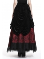 Romantic Gothic Black Red Velvet Lace Long Skirt