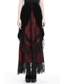 Romantic Gothic Black Red Velvet Lace Long Skirt