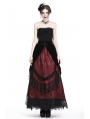 Romantic Gothic Black Red Velvet Lace Long Skirt