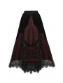 Romantic Gothic Black Red Velvet Lace Long Skirt