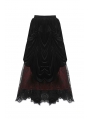 Romantic Gothic Black Red Velvet Lace Long Skirt