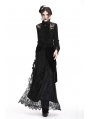 Romantic Gothic Black Velvet Lace Long Skirt