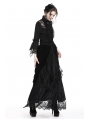 Romantic Gothic Black Velvet Lace Long Skirt